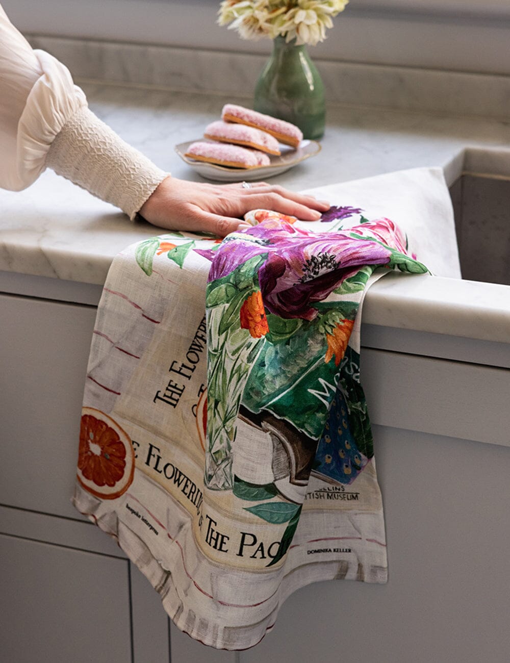 Poppies & Foxglove 100% Linen Tea Towel