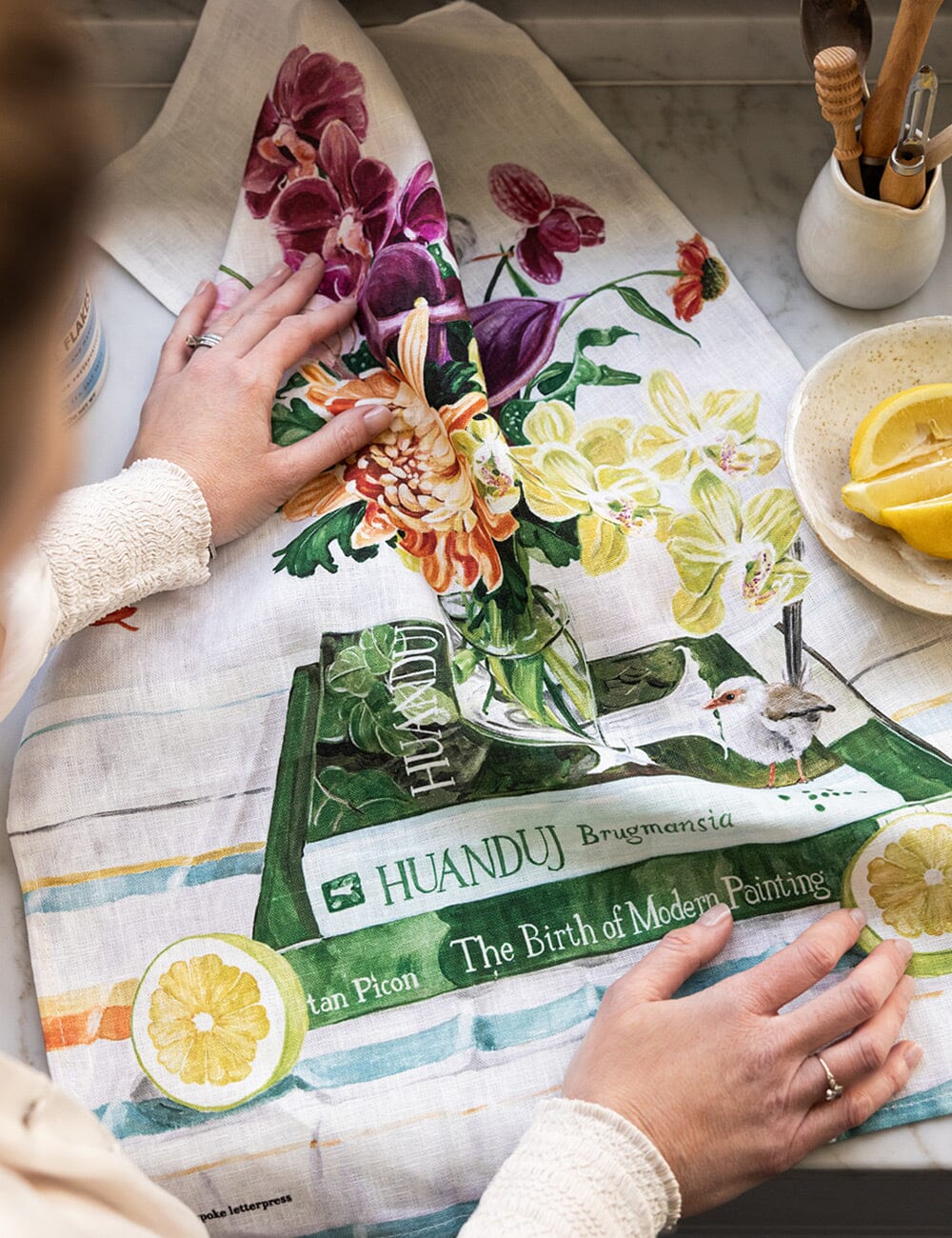 Fairy Wrens 100% Linen Tea Towel