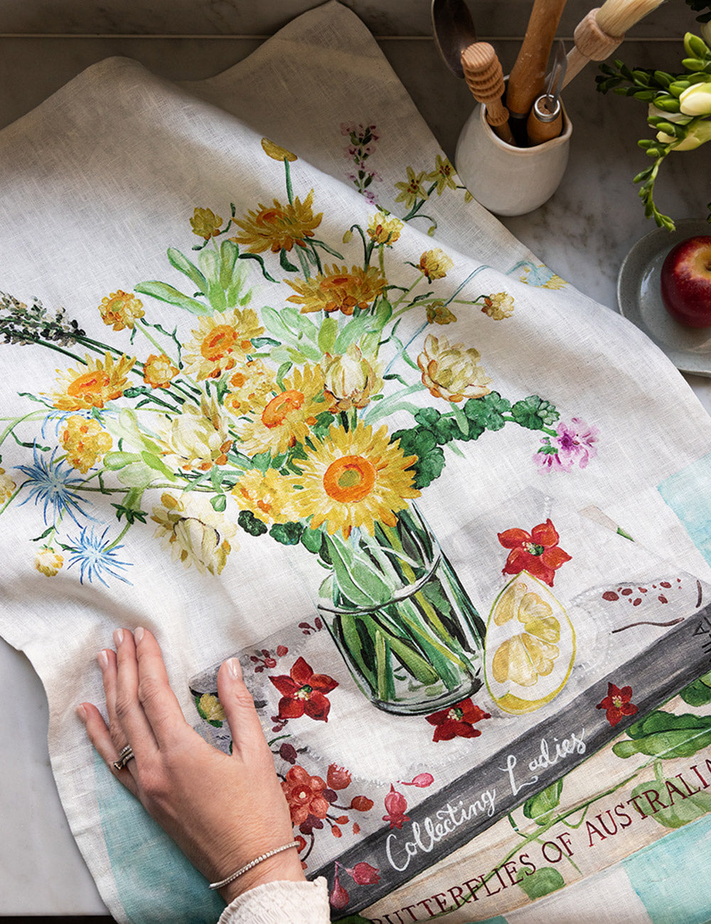 Native Wildflowers 100% Linen Tea Towel