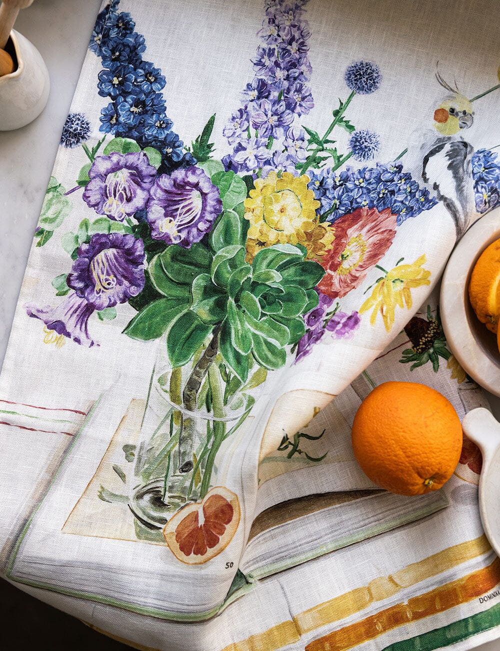 Cockatiel 100% Linen Tea Towel