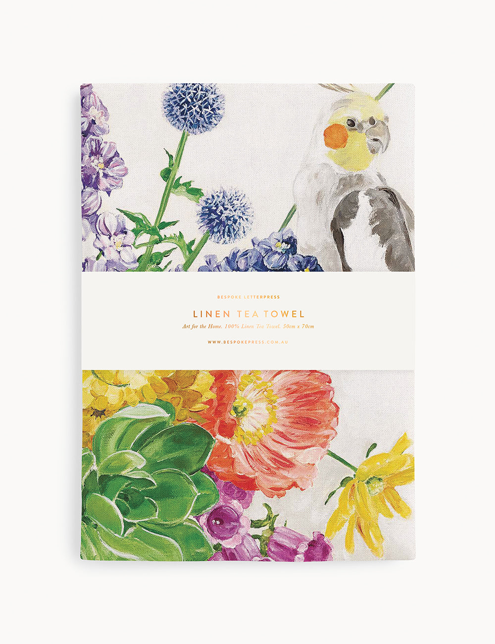Cockatiel 100% Linen Tea Towel