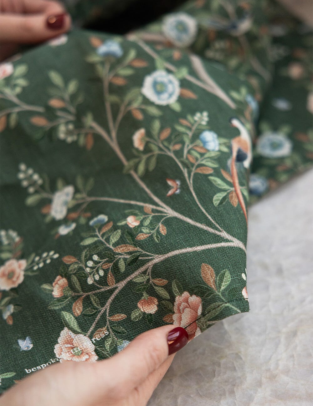 Olive Camellia Tree 100% Linen Tea Towel