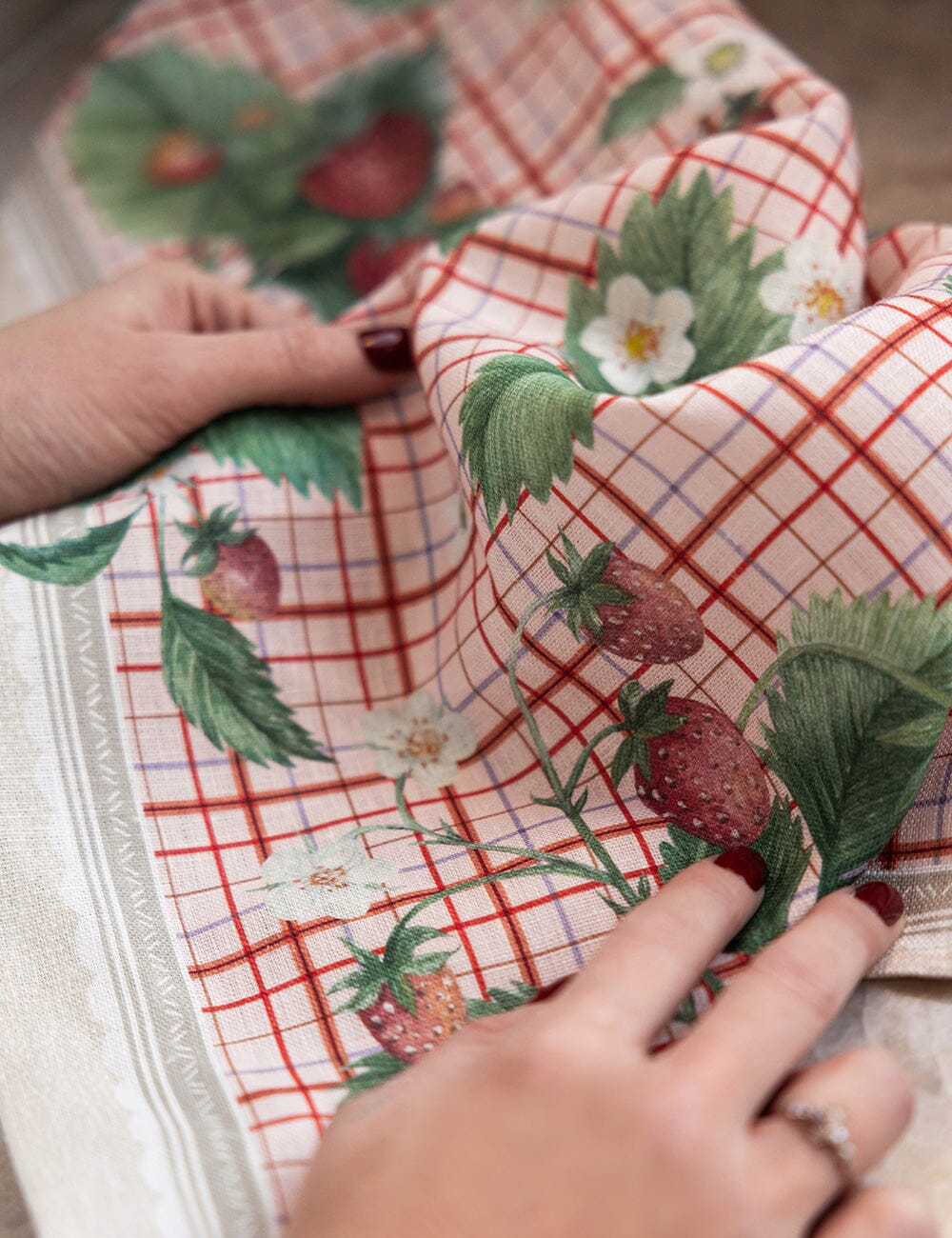 Strawberries 100% Linen Tea Towel Tea Towel Bespoke Letterpress