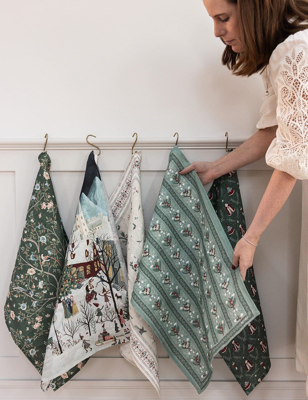Christmas Songbirds 100% Linen Tea Towel Tea Towel Bespoke Letterpress