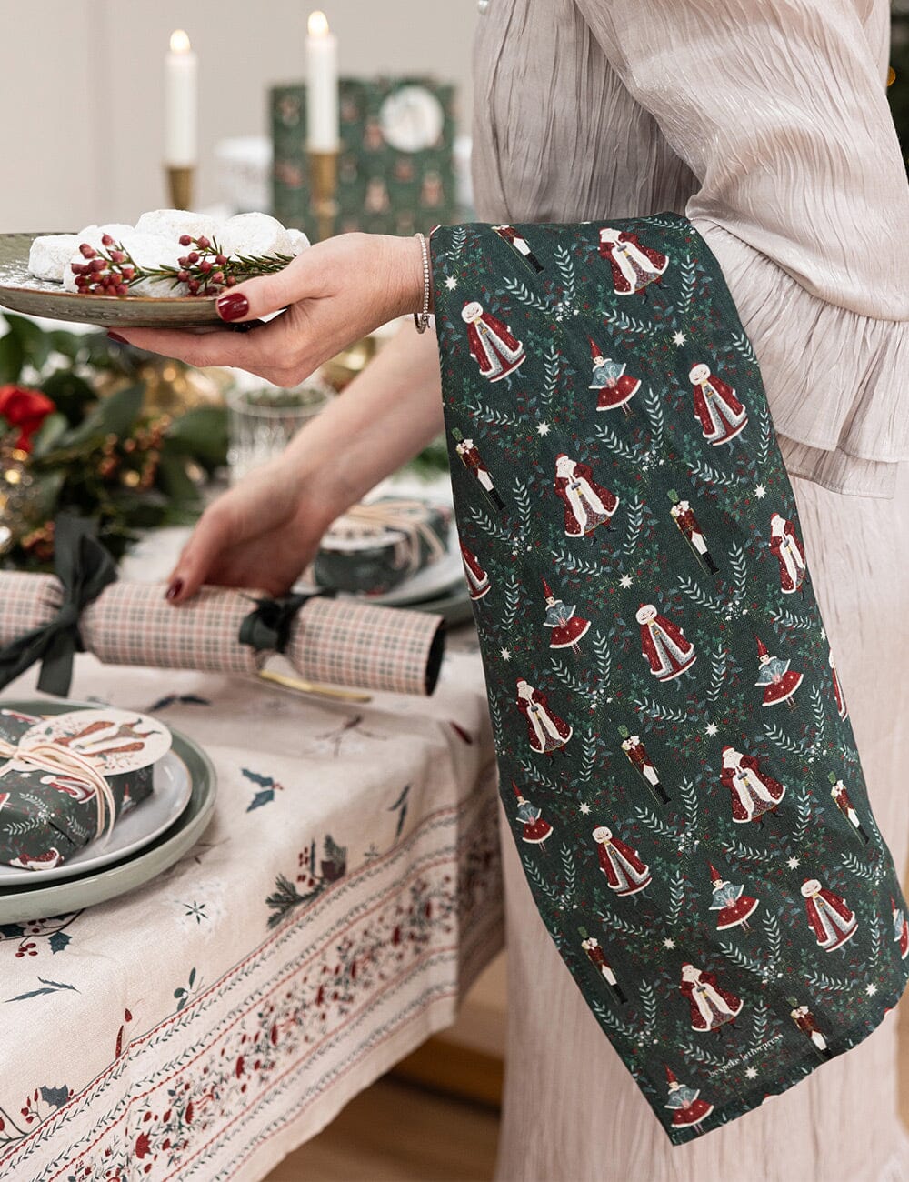 Mr & Mrs Claus 100% Linen Tea Towel Tea Towel Bespoke Letterpress