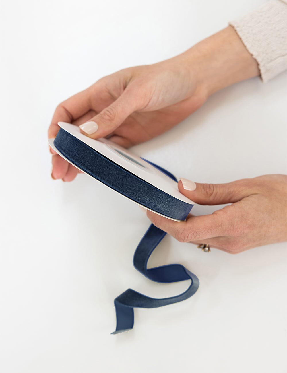 Navy Velvet Ribbon 16mm 10 Meters Velvet Ribbon Bespoke Letterpress