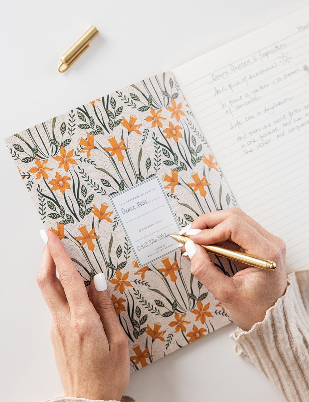 Daffodil Workbook Workbook Bespoke Letterpress