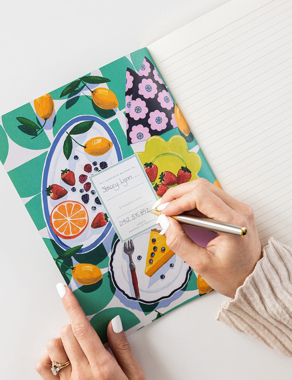 Lemon Tart and berries Workbook Workbook Bespoke Letterpress