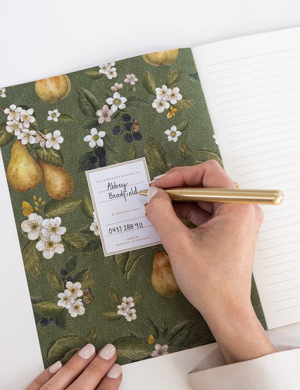 Pears Workbook Workbook Bespoke Letterpress