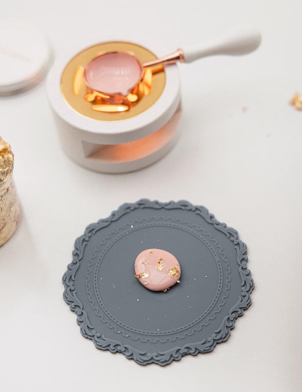 Wax Foil Leaf Jar- Gold Desktop Stationery Bespoke Letterpress