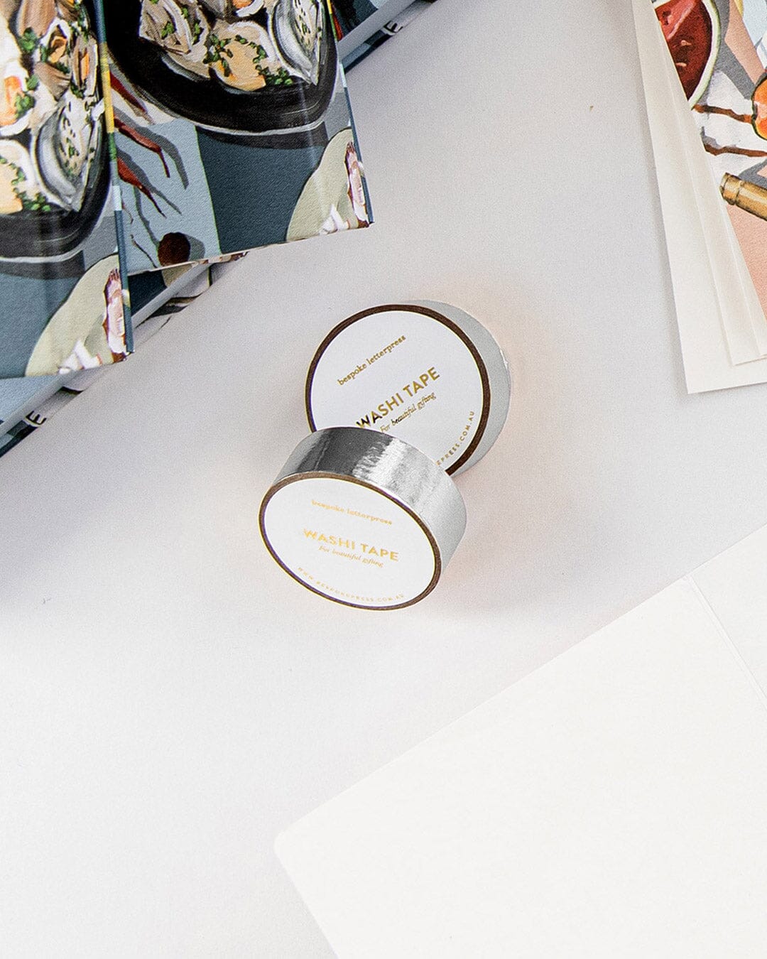 Silver Washi Tape Desktop Stationery Bespoke Letterpress