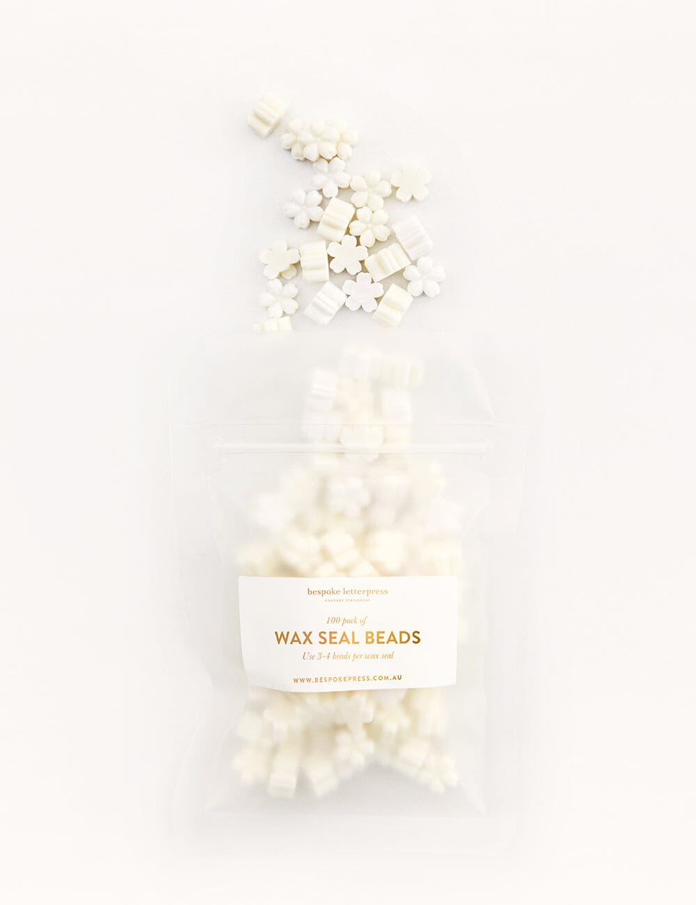 Wax Seal Beads- White Bespoke Letterpress
