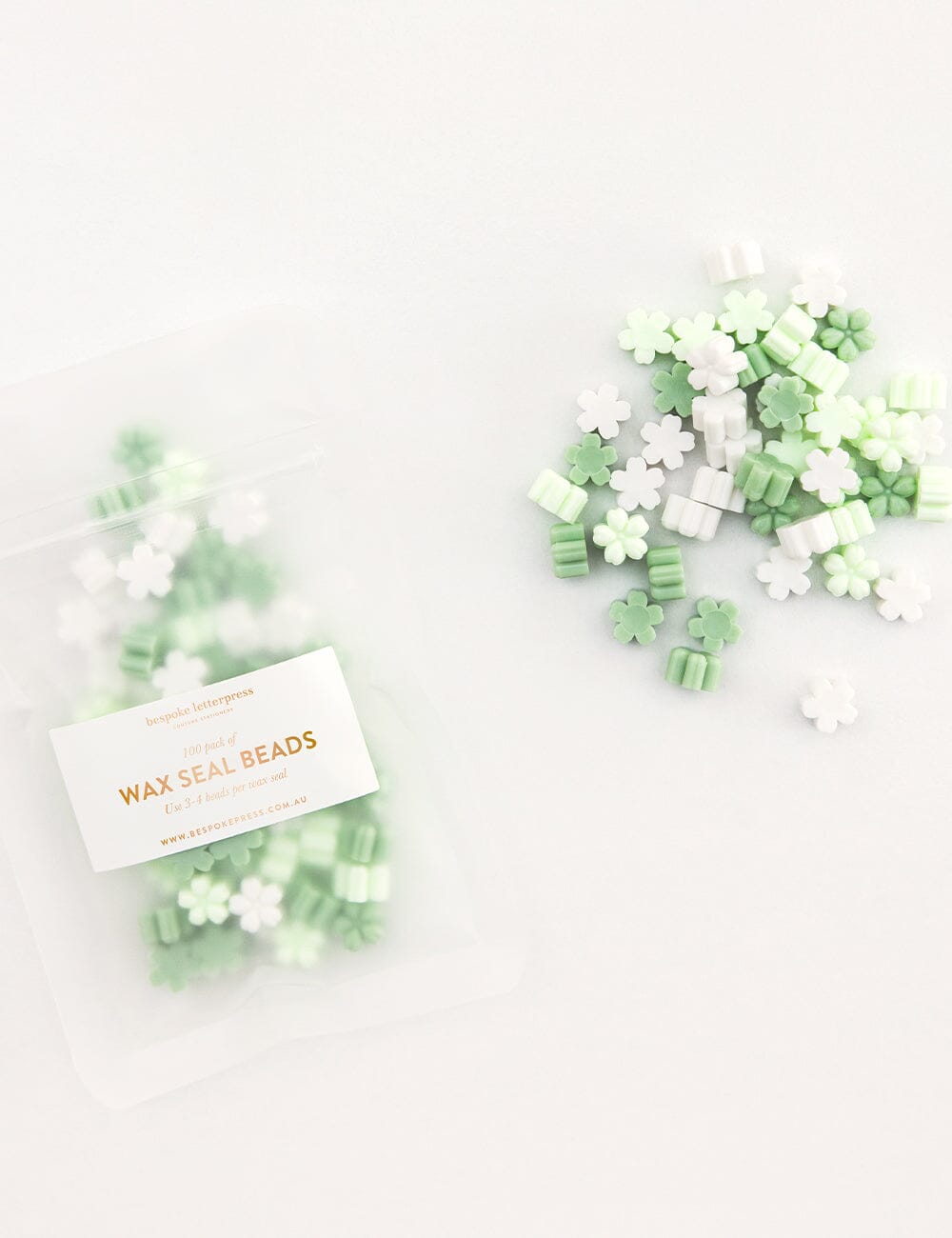 Wax Seal Beads - Green Blend Bespoke Letterpress