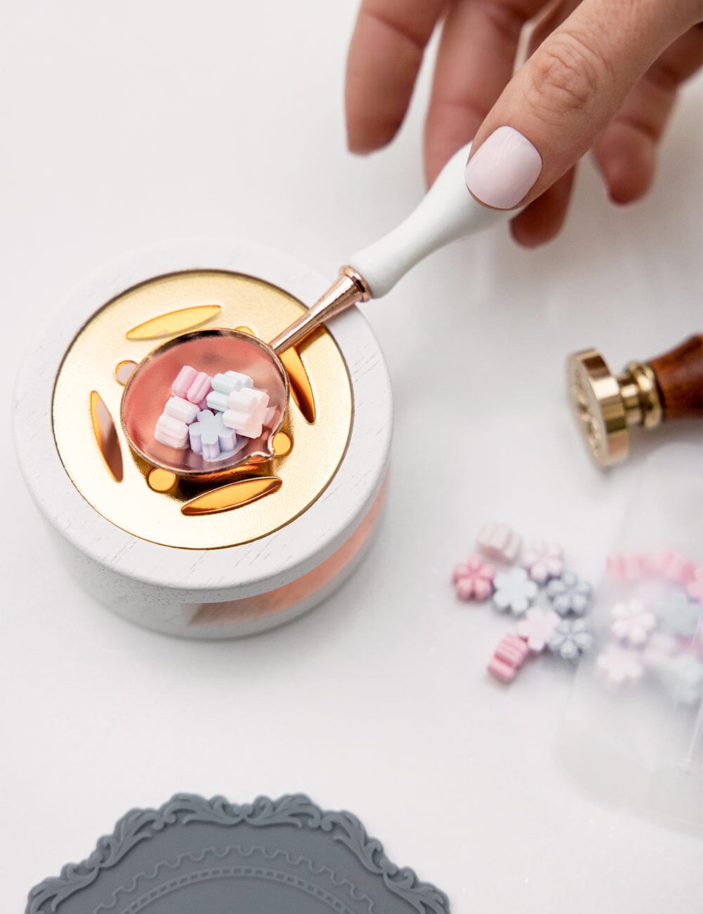 Wax Bead Burner- White Desktop Stationery Bespoke Letterpress