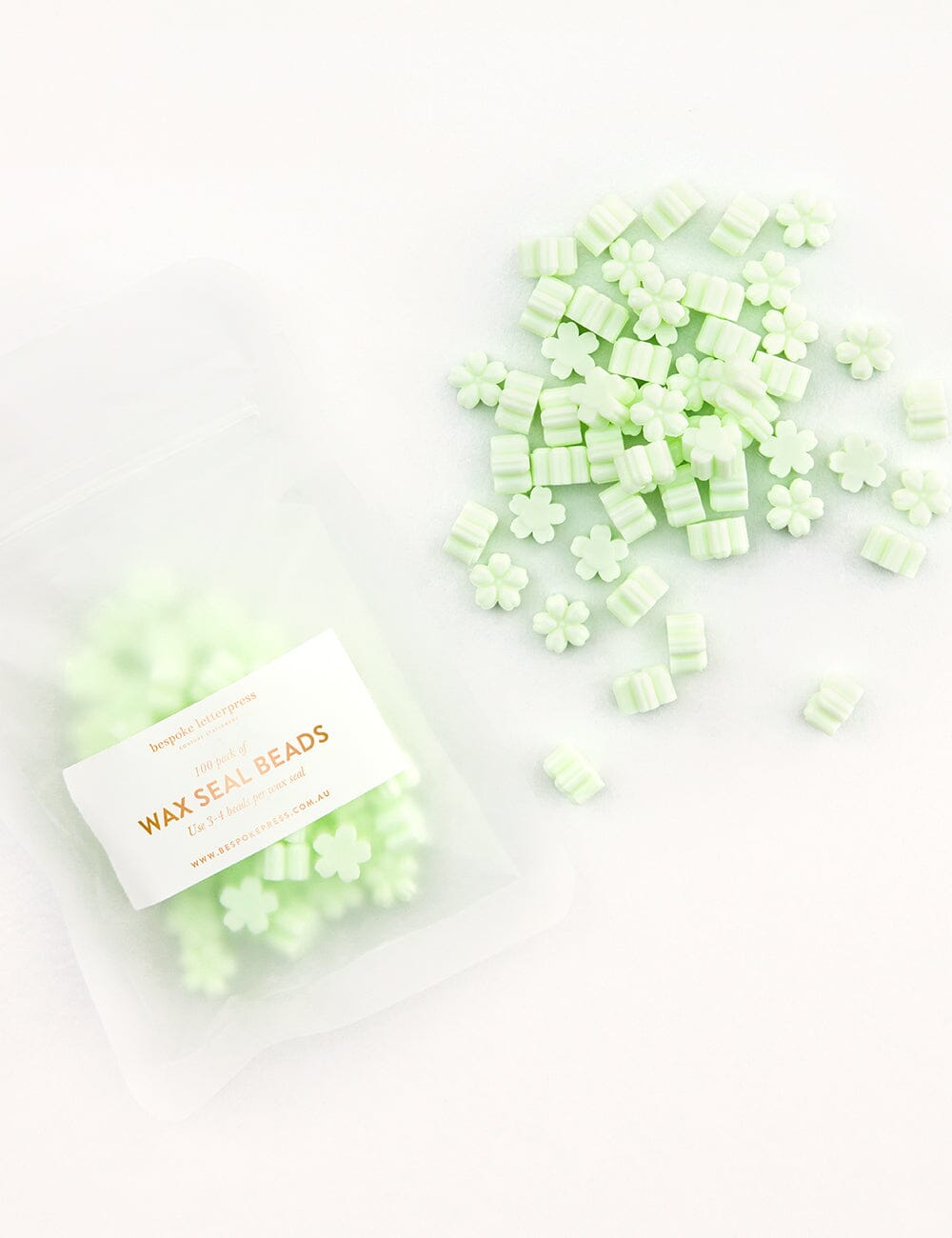Wax Seal Beads- Tea Green Bespoke Letterpress