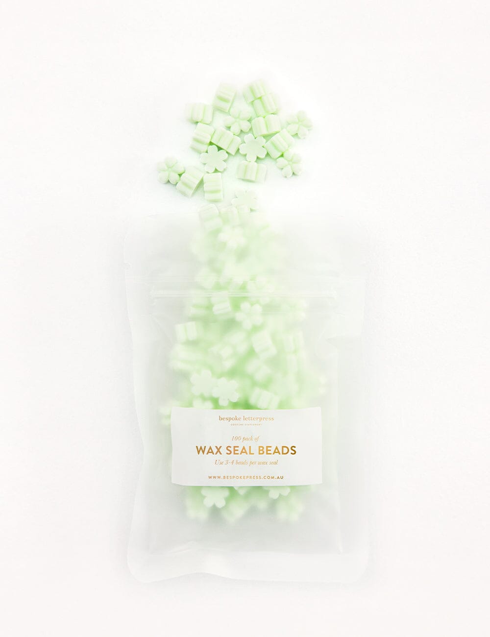 Wax Seal Beads- Tea Green Bespoke Letterpress