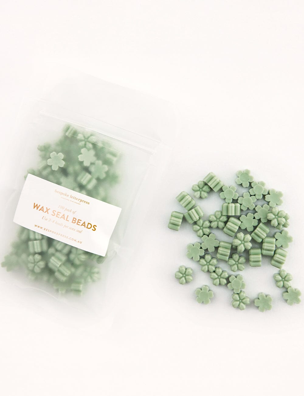 Wax Seal Beads- Mineral Green Desktop Stationery Bespoke Letterpress