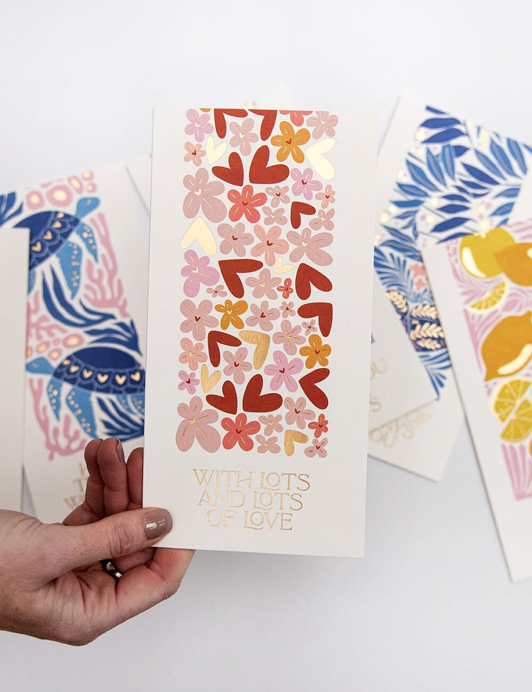 "With Lots and Lots of Love" Tall Card Greeting Cards Bespoke Letterpress 