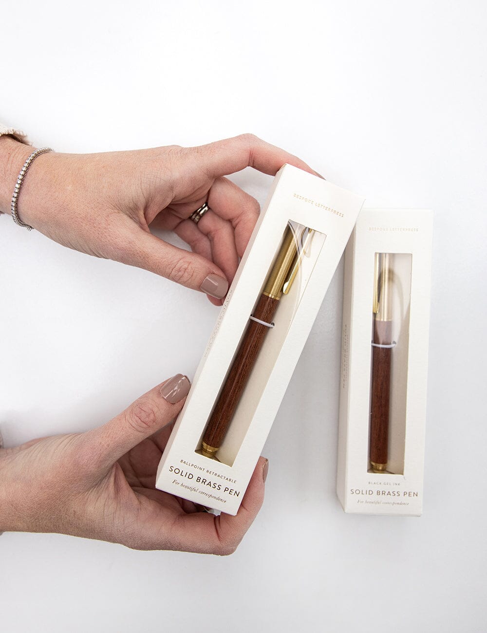 Wood Brass Pen (Boxed) Pens Bespoke Letterpress