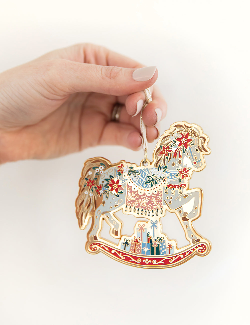 Fine Enamel Christmas Ornament - Rocking Horse