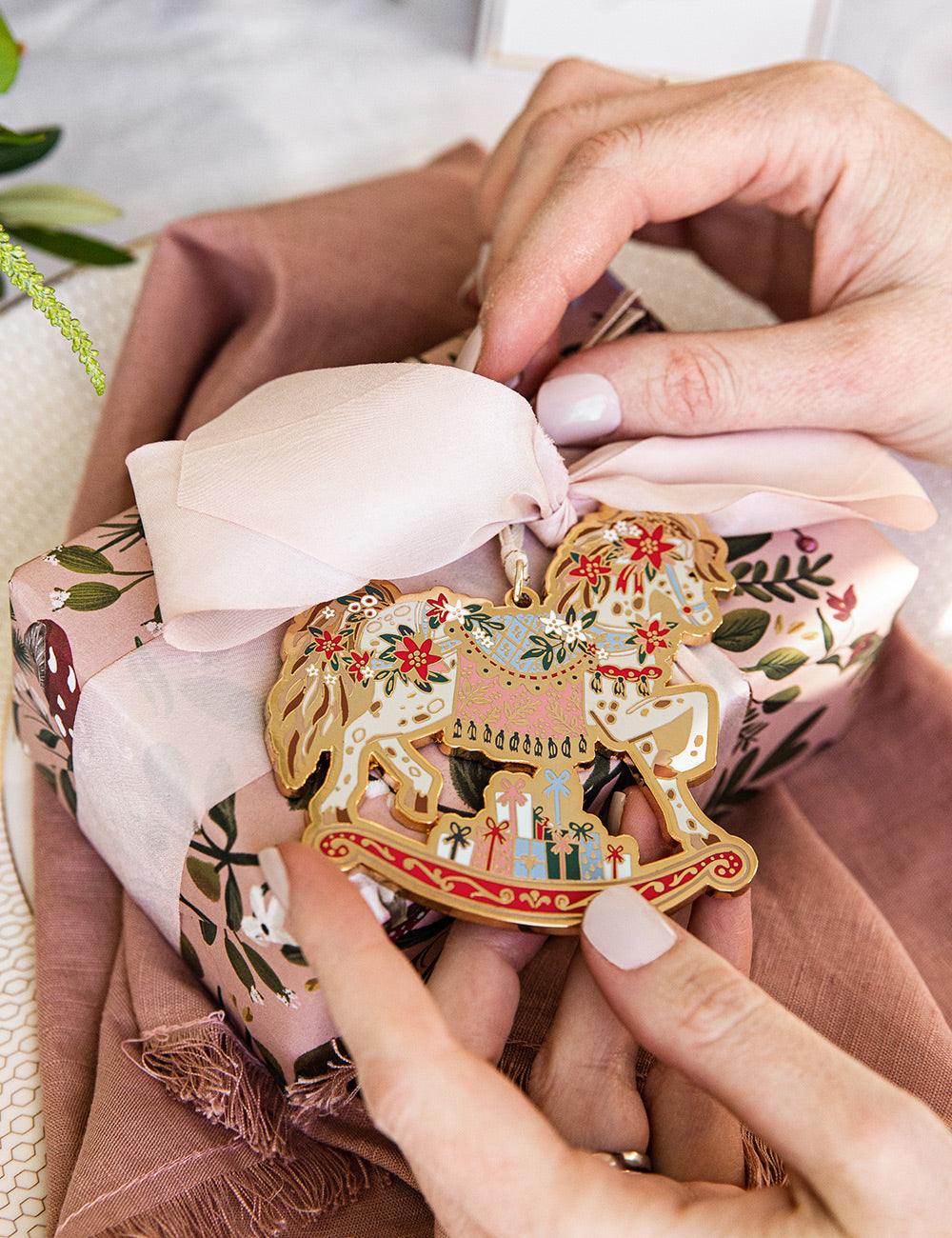 Fine Enamel Christmas Ornament - Rocking Horse