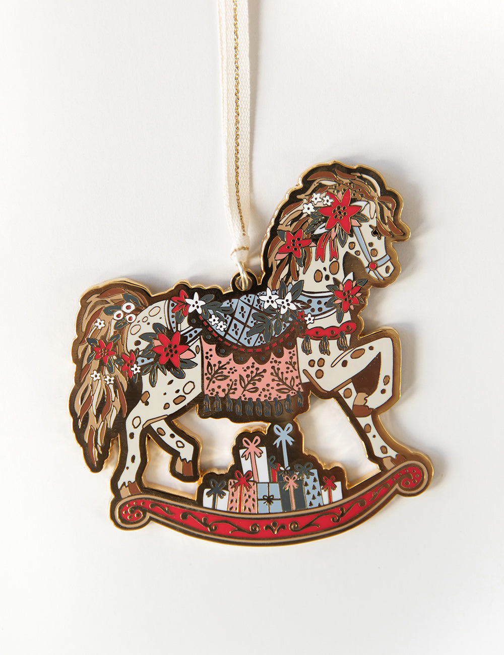 Fine Enamel Christmas Ornament - Rocking Horse
