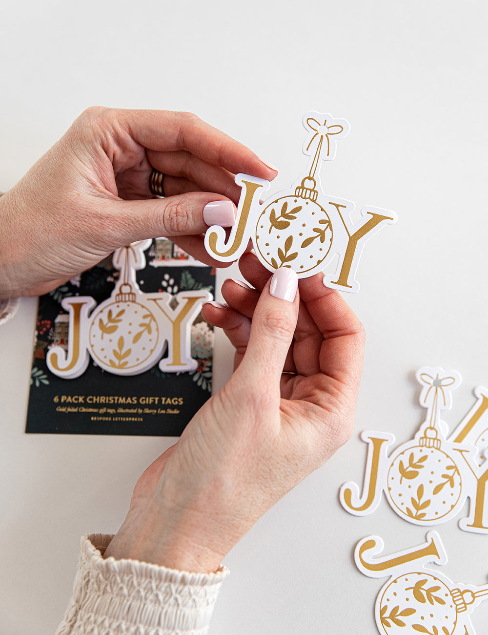 6pk Christmas Gift Tags "Joy" Gift Tags Bespoke Letterpress