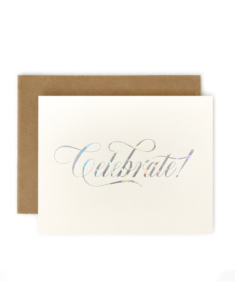 Celebrate Silver Holographic Greeting Card