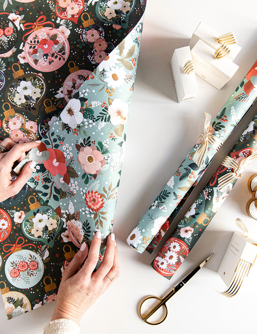 Christmas Ornaments / Floral Fields 6pk Gift Wrap Gift Wrap Bespoke Letterpress