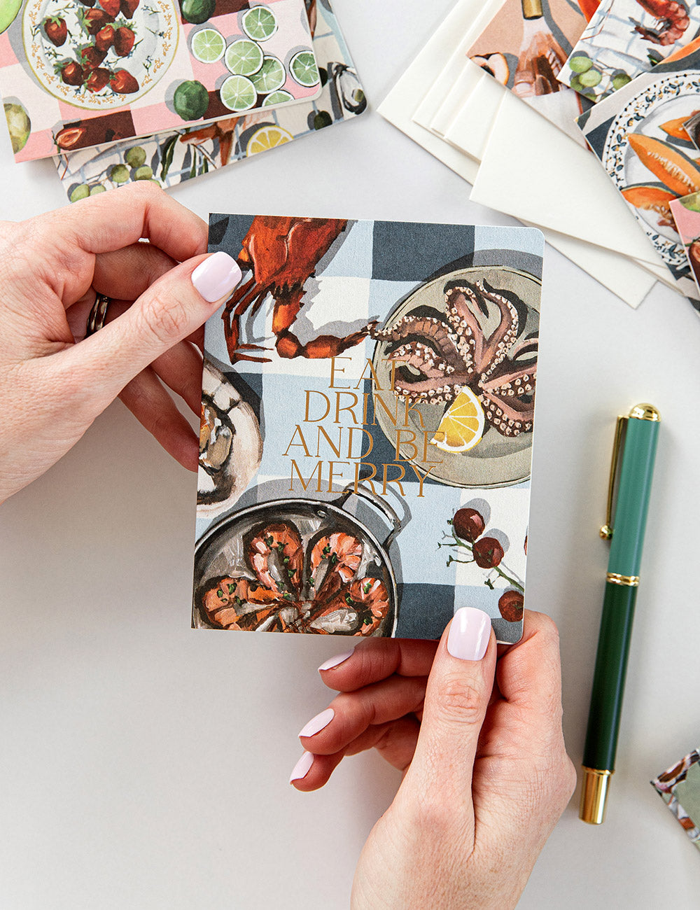 "Eat, Drink and Be Merry" Christmas Card Greeting Cards Bespoke Letterpress
