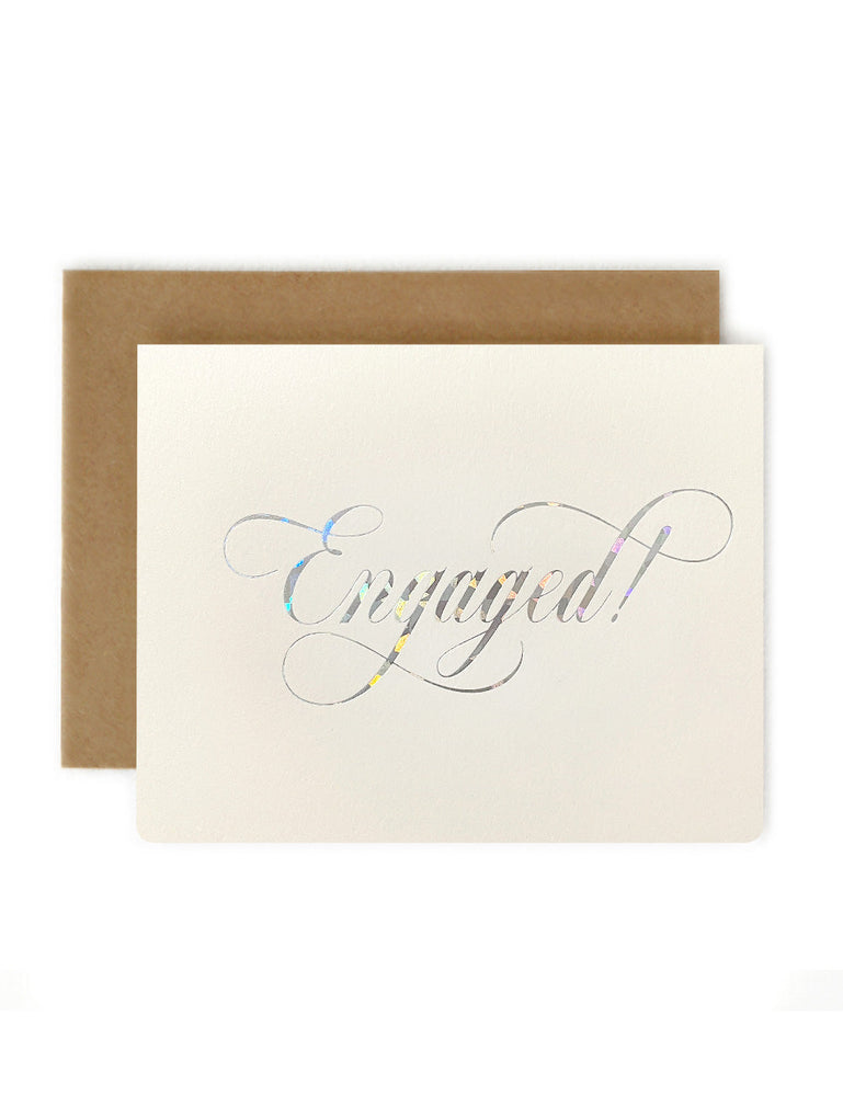 Engaged Silver Holographic Greeting Card