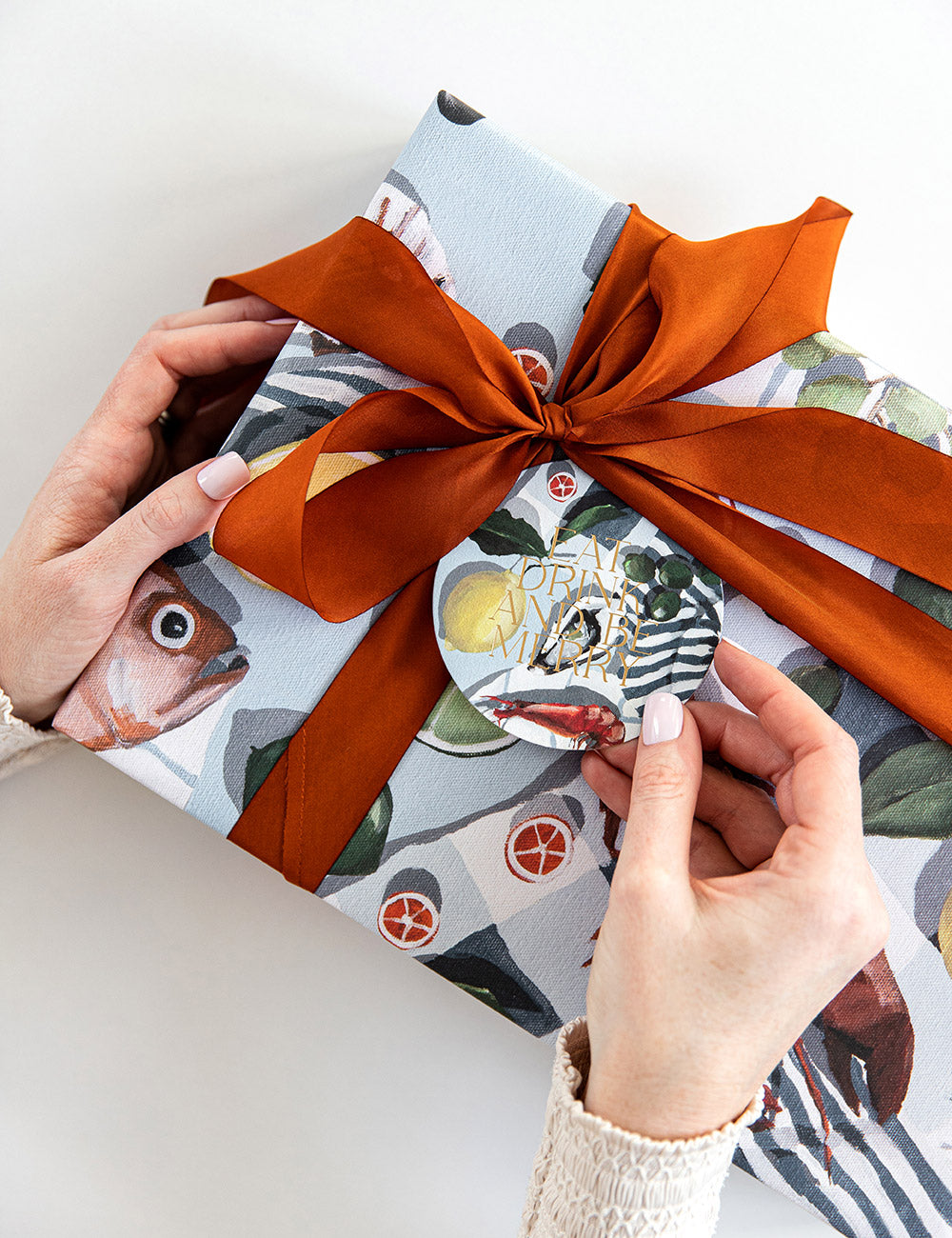 Fish & Citrus / Red Gingham 6pk Gift Wrap Gift Wrap Bespoke Letterpress
