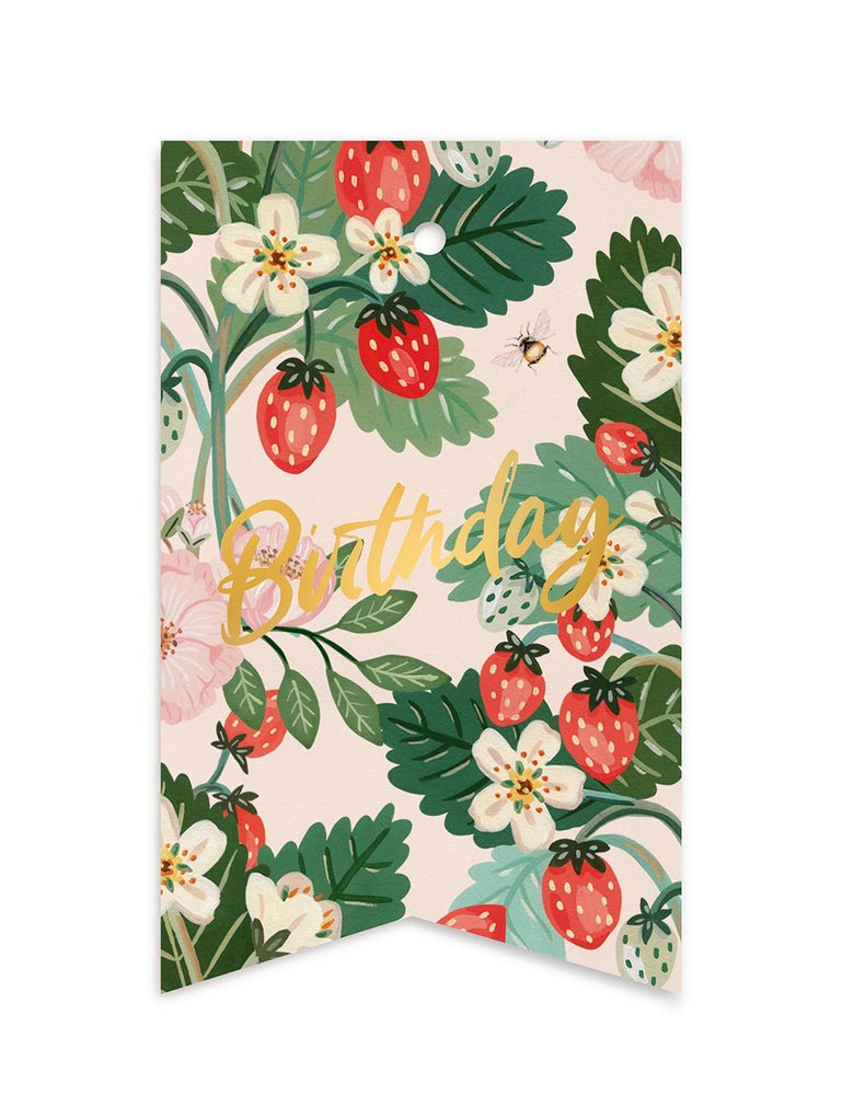 Strawberries Birthday - Tag 6 Pack Gift Tags Bespoke Letterpress 