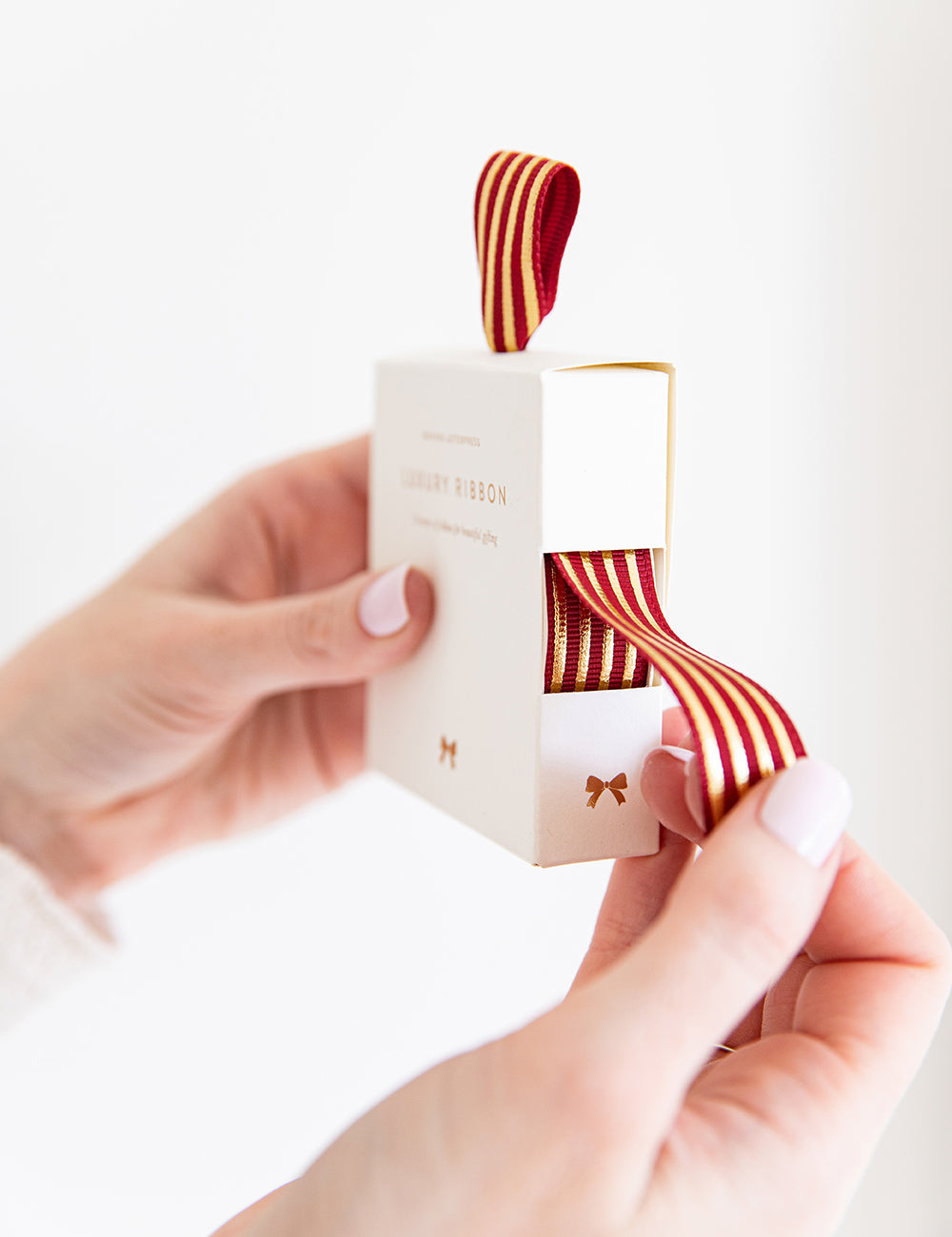 Red Gold Foil Striped Ribbon - 10 metres Bespoke Letterpress