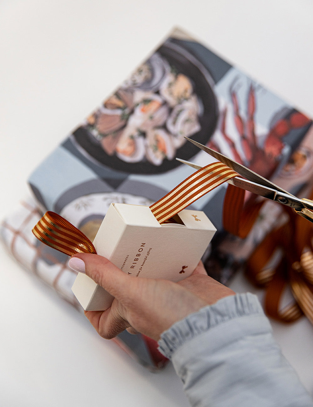 Rust Gold Foil Striped Ribbon - 10 metres Bespoke Letterpress