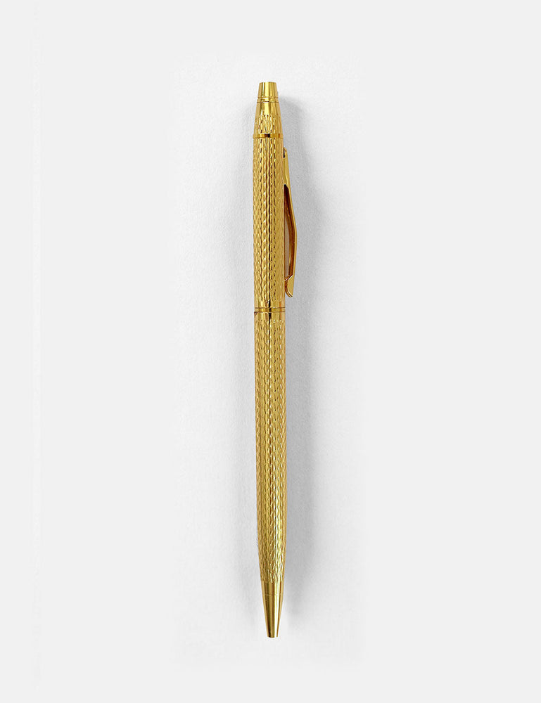 Basket Weave Gold Ballpoint Pen Desktop Stationery Bespoke Letterpress 