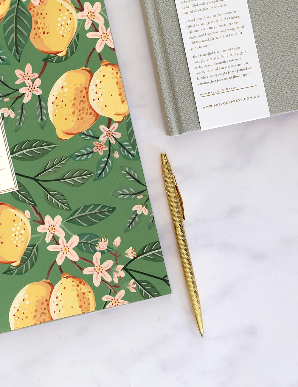 Basket Weave Gold Ballpoint Pen Desktop Stationery Bespoke Letterpress