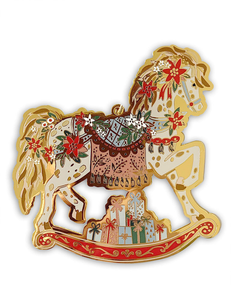 Fine Enamel Christmas Ornament - Rocking Horse
