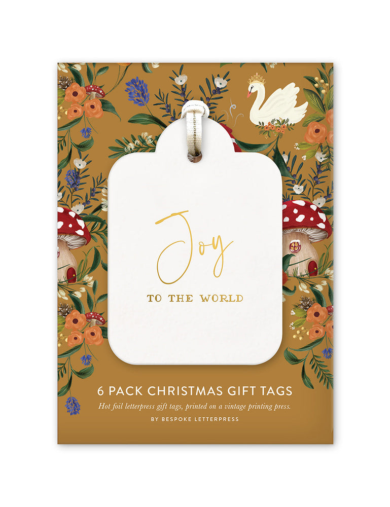 Christmas Gift Tags 6 pack "Joy To The World" Gift Tags Bespoke Letterpress 