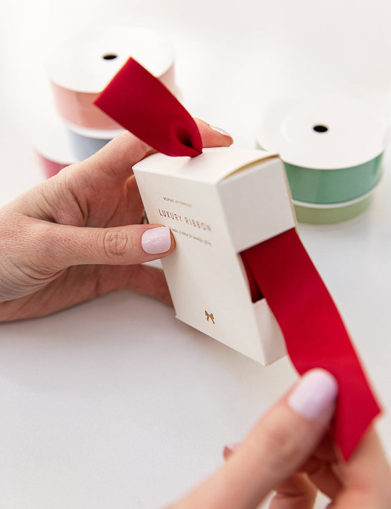 Red Luxury Satin Ribbon - 10 metres Bespoke Letterpress 