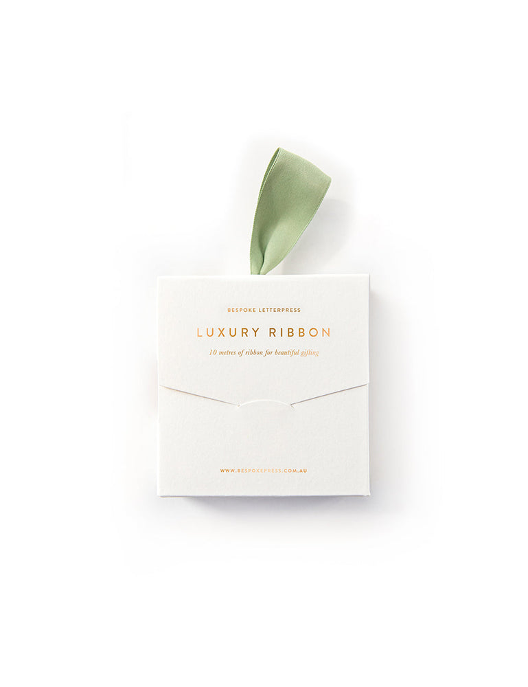 Sage Green Luxury Satin Ribbon - 10 metres Bespoke Letterpress 