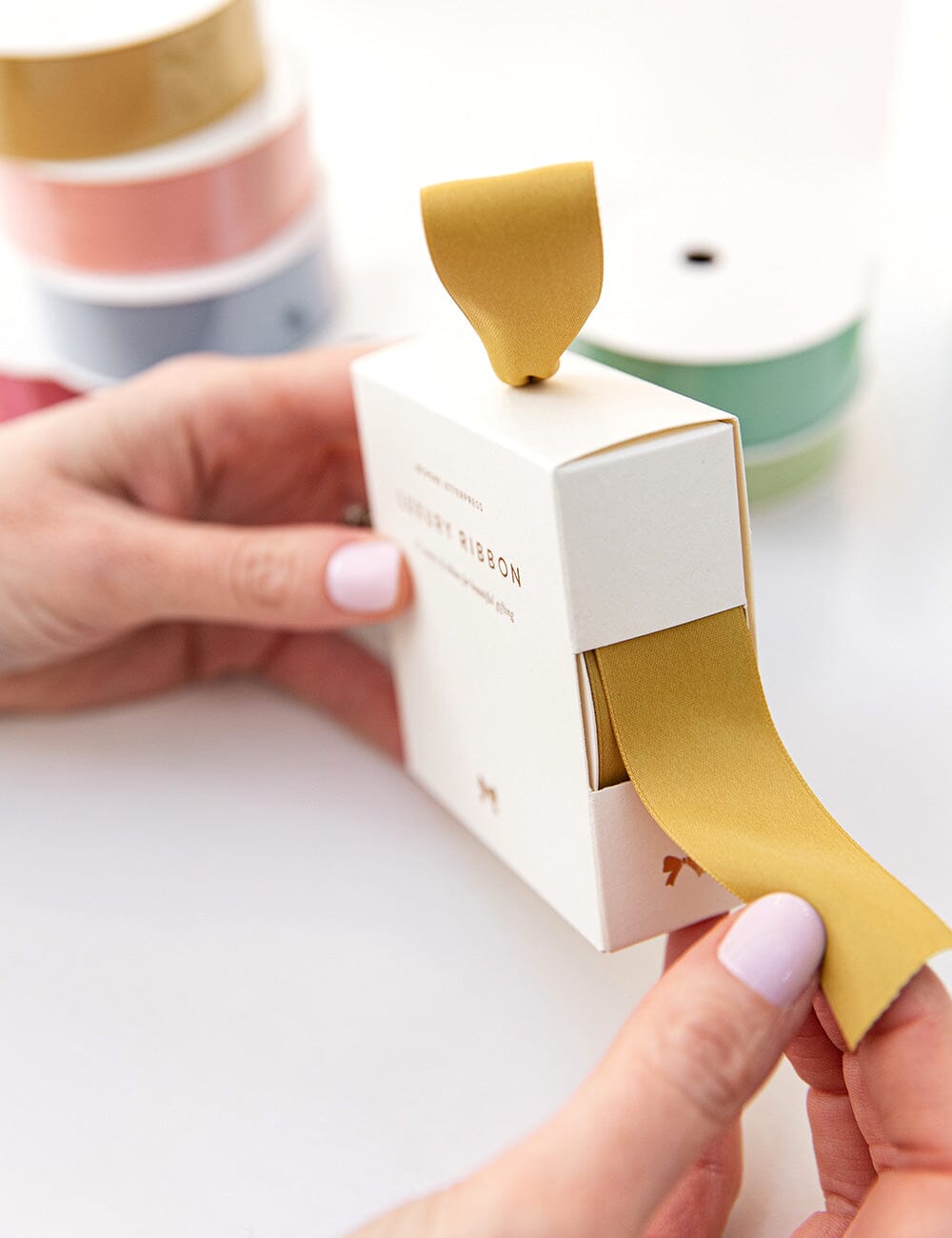 Mustard Luxury Satin Ribbon - 10 metres Bespoke Letterpress