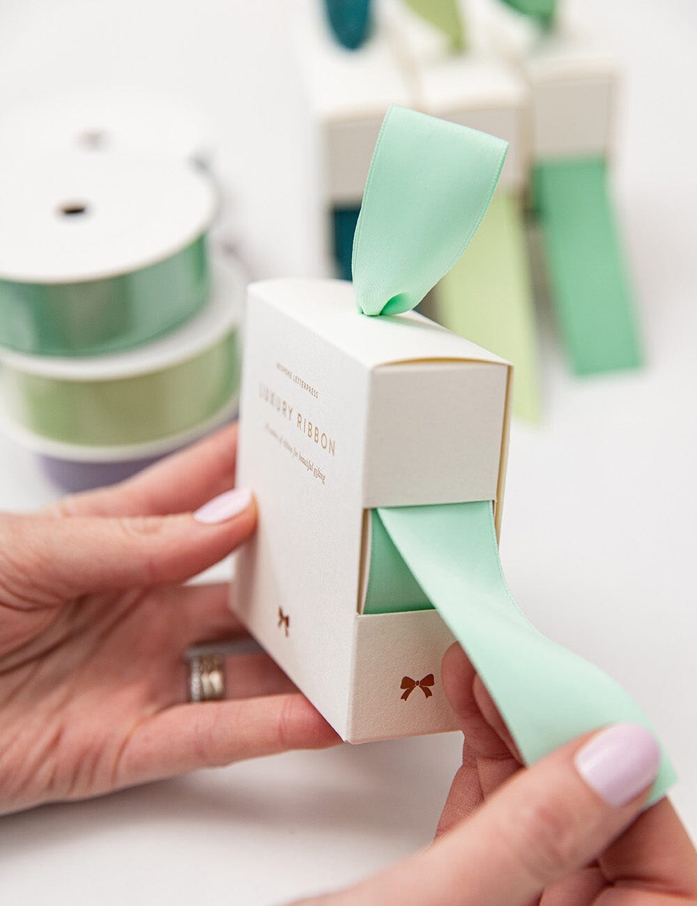 Mint Luxury Satin Ribbon - 10 metres Satin Ribbon Bespoke Letterpress