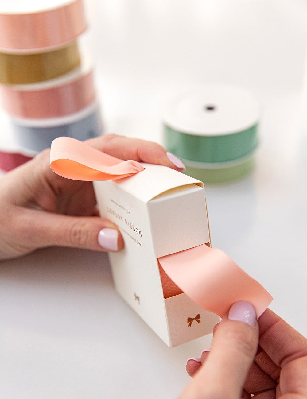 Peach Luxury Satin Ribbon - 10 metres Satin Ribbon Bespoke Letterpress