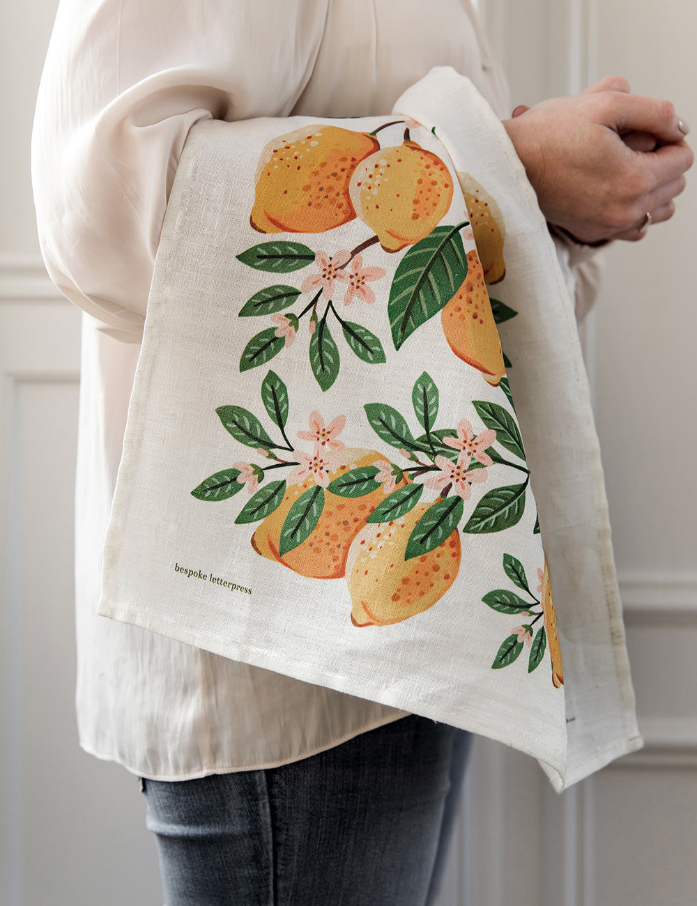 Lemons 100% Linen Tea Towel Tea Towel Bespoke Letterpress
