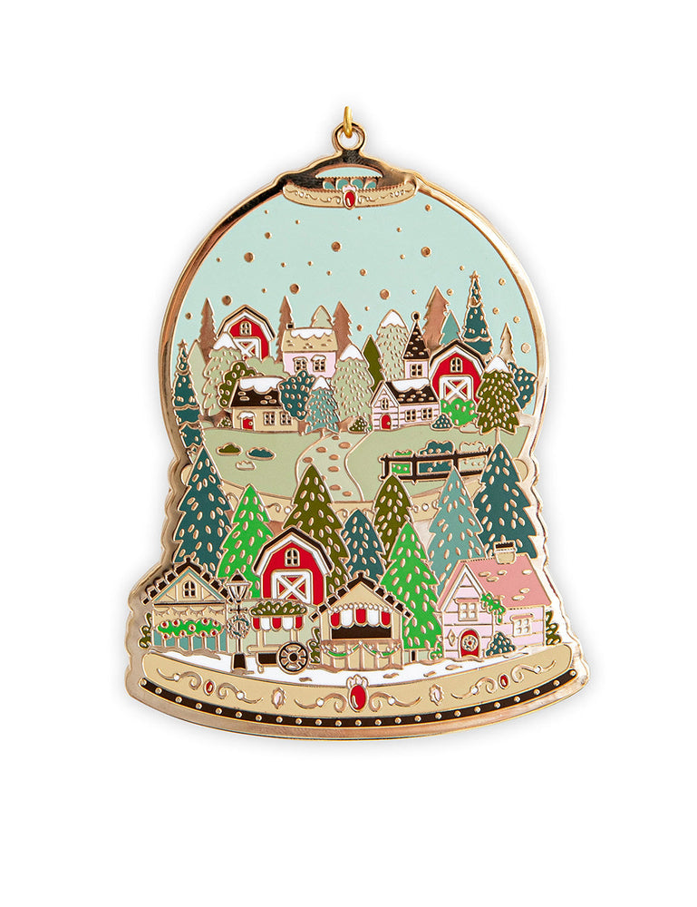 Fine Enamel Christmas Ornament - Snow Globe