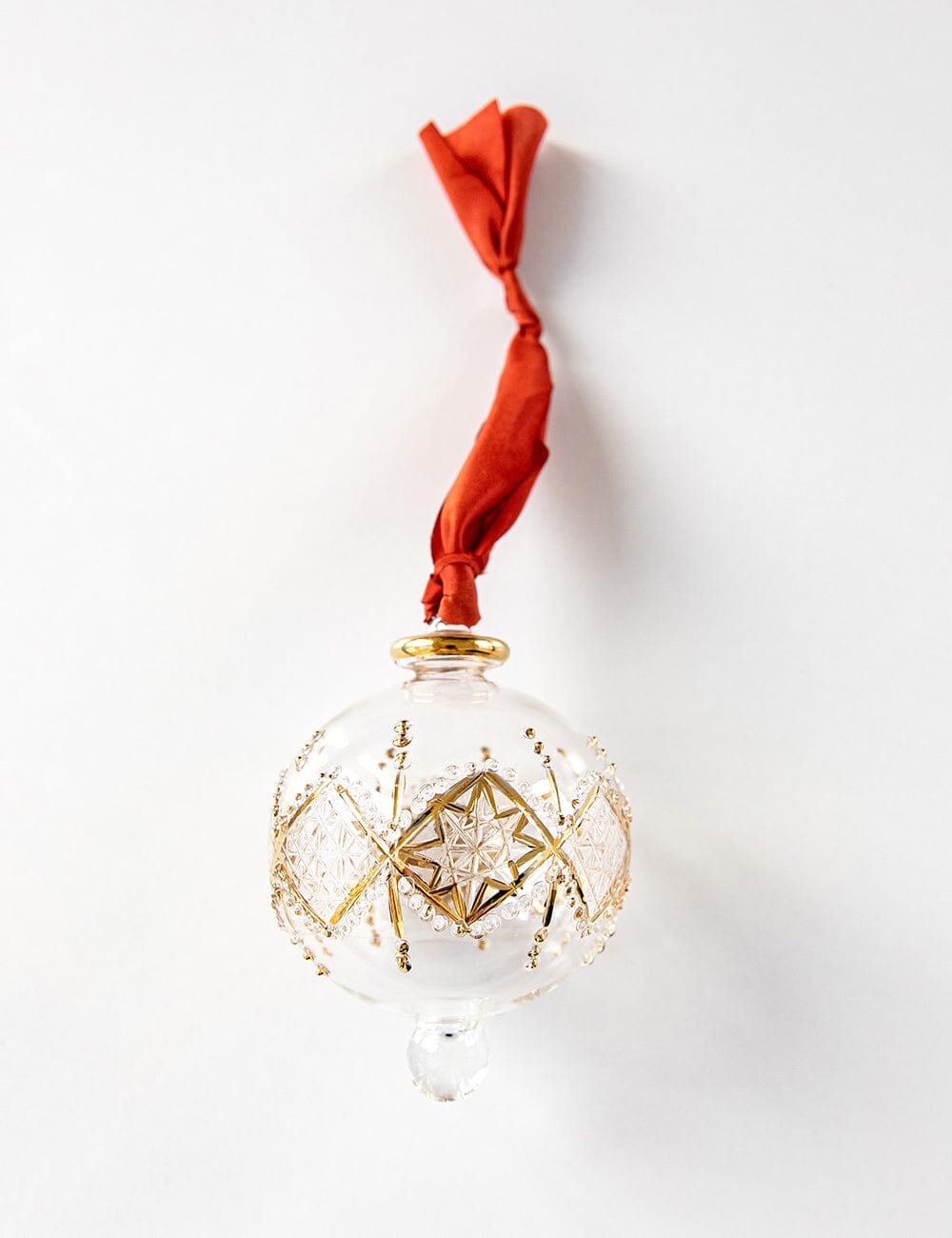 Ornament Glass Round Star (Rust Ribbon) Bespoke Letterpress