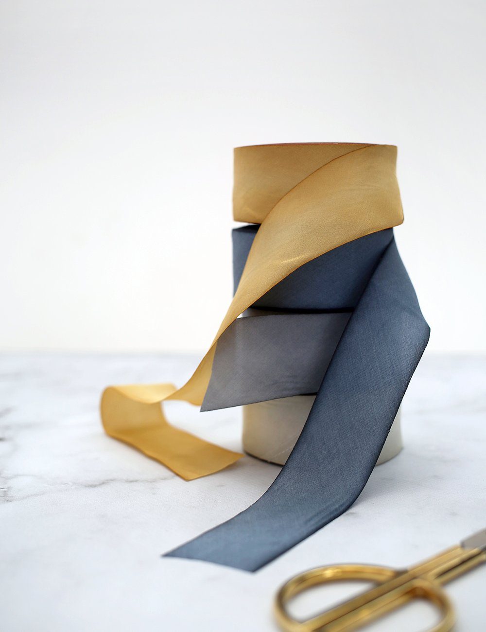 Denim Silk Ribbon - 3 metres Silk Ribbon Bespoke Letterpress