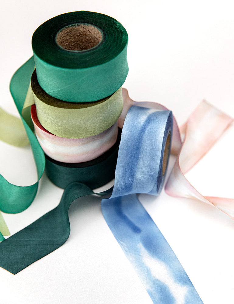 Summer Green Silk Ribbon - 3 metres Silk Ribbon Bespoke Letterpress 