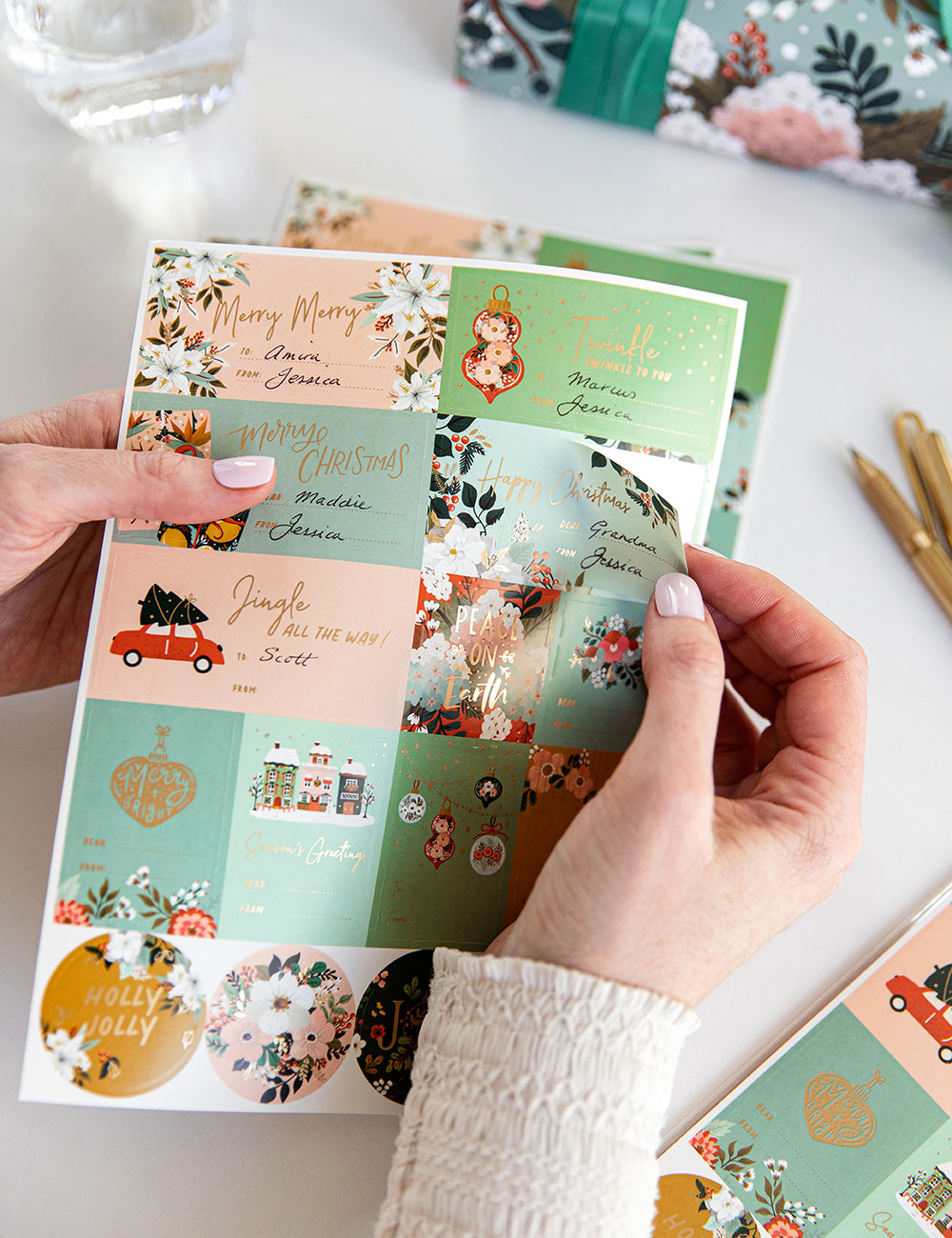 Floral Fields Christmas Stickers - 45 pack Bespoke Letterpress